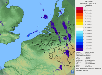 Figure 5: Dans les images radar opérationnelles, les échos renvoyés par le oiseaux sont filtrés.