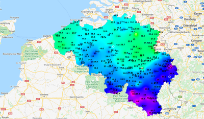 Dagelijkse neerslagtotalen van 22 januari 1995.