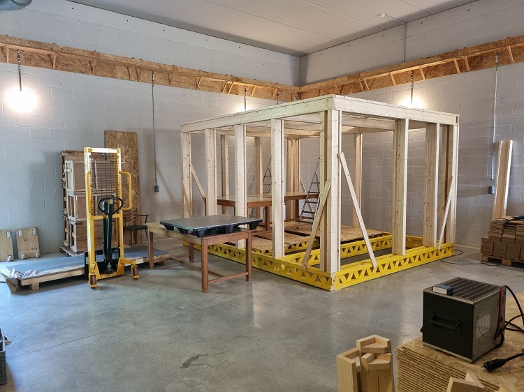 7. The wooden frame is ready and waits to get the ceiling mounted.